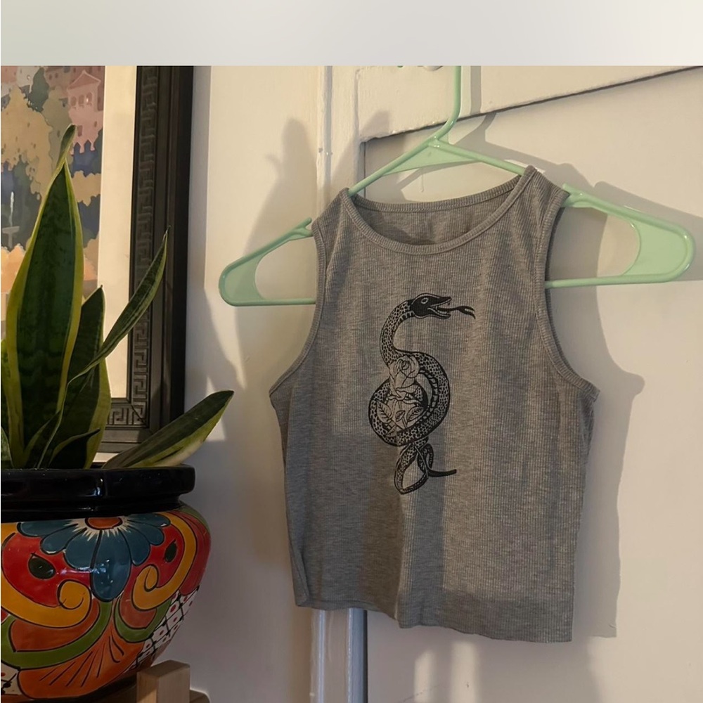 SHEIN Gray Snake Print Tank Top